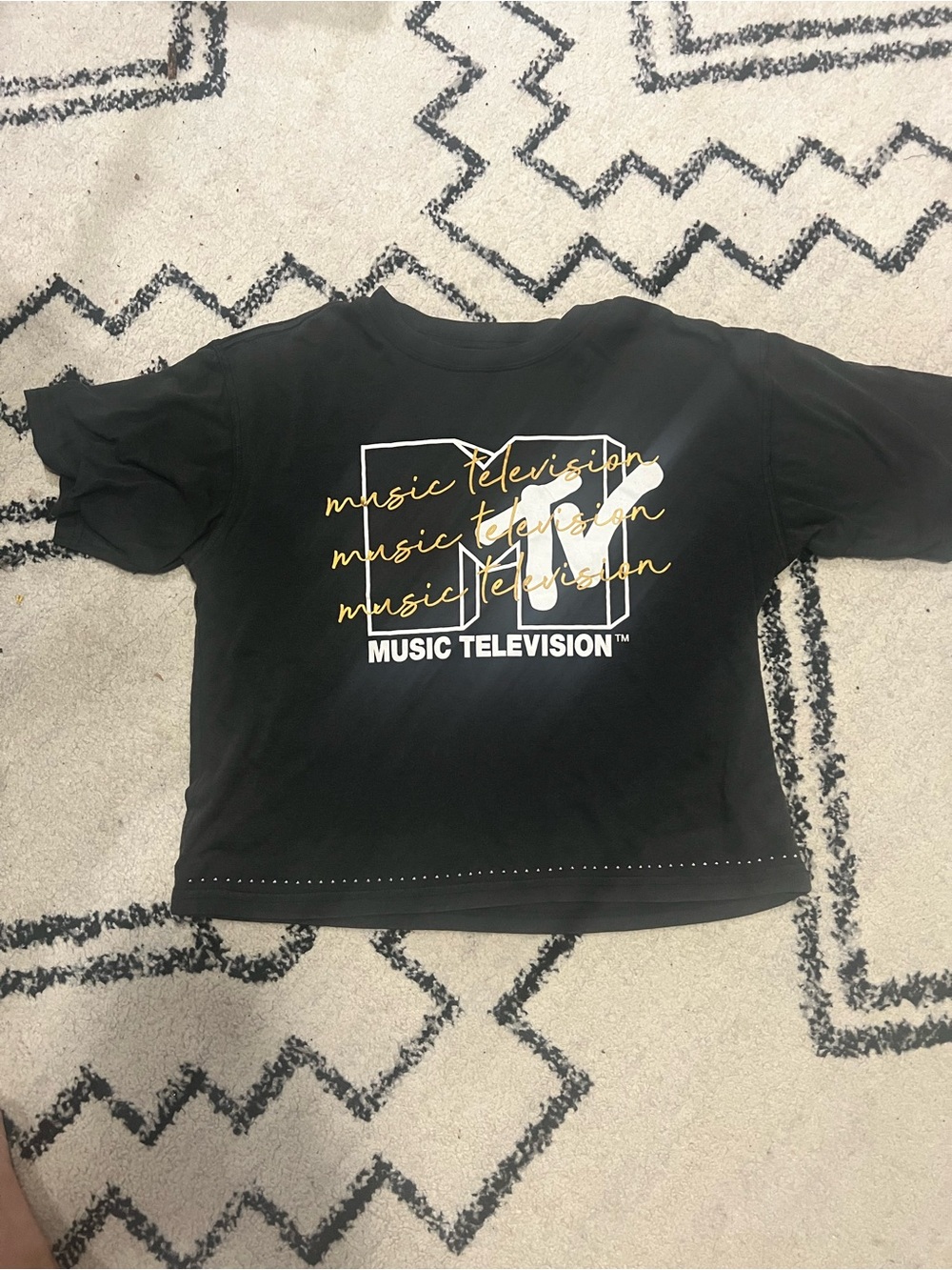 MTV Black Tee with White & Gold Logo